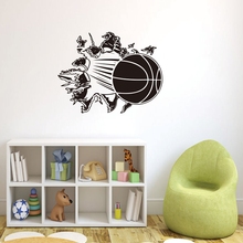 Free Shipping 3D Removable Basketball Busting Through Wall Vinyl Decal Sticker boys Room art decor 2024 - buy cheap