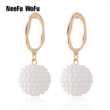 NeeFu WoFu-pendientes de bola de perlas para mujer, aretes de marca, joyería de moda al por mayor 2024 - compra barato