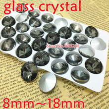Rivoo redondo de vidro, 8mm 10mm 12mm 14mm 16mm 18mm, vidro de cristal fantasia, pedra transparente, cor cinza 2024 - compre barato