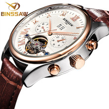 BINSSAW Brand Luxury Mens relogio Automatic Watches Mechanical Leather Watch Tourbillon Clock Business Wristwatch Reloj Hombre 2024 - buy cheap