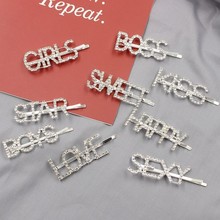 Hair Clip Women Hair Pin Hairclip English Letter Barrette Rhinestone Personality Word Girl Hairpin Hair Accessories Jewelry 2024 - buy cheap