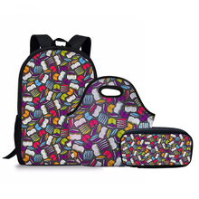 NOISYDESIGN-Mochila escolar para niños, niñas y adolescentes, morral con patrón de amante de los libros, Juego de 3 unidades, 2018 2024 - compra barato