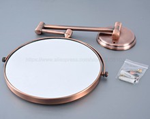 Antique Red Copper Round Extending 8 inches cosmetic wall mounted make up mirror shaving bathroom mirror 3x Magnification zba631 2024 - buy cheap