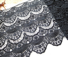 2Yard / Lot Black eyelash thickening cotton polyester lace trim decoration clothes accessories DIY short skirt fabric 26cm 2024 - buy cheap