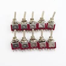 wholesale 10Pcs Red 3 Pin 3 Position (ON)-OFF-(ON) SPDT Mini Momentary Toggle Switch Automatic Return Middle 2024 - buy cheap