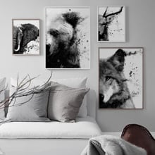 Nordic Prints Black And White Animal Panda Pictures Home Wall Art Modular Wolf Poster Painting Canvas Living Room Decoration 2024 - buy cheap