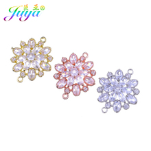 Juya-Accesorios de joyería para mujer, accesorios de conectores de flores dorados/abalorios de oro rosa para pulseras y pendientes 2024 - compra barato