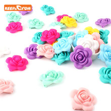 Keep&grow 50Pcs/lot Rose Silicone Beads DIY Pacifier Chain Teething Beads Baby Silicone Flower Chewing Teether Care Nursing Toys 2024 - buy cheap