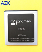 Azk-bateria de íon de alta qualidade d303 1300mah para telefone celular micromax d303 com código de rastreamento 2024 - compre barato