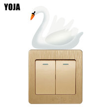 YOJA-pegatina de interruptor de cisne blanco para pared de habitación de niños, decoración de PVC, 8SS0892 2024 - compra barato