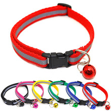 1 pc mascotas seguridad noche brillante reflectante cachorro gatos collares de Nylon Durable Collar ajustable campanas perros pequeños/Collar de gato 2024 - compra barato