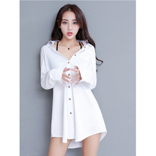 Женская белая рубашка с длинным рукавом, свободная длинная рубашка в Корейском стиле, модель A229 на весну, 2019 2024 - купить недорого