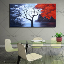 Lienzo pintado a mano 100% de decoración abstracta de pared pintura al óleo arte de pared árboles imágenes de paisaje decoración del hogar para la sala de estar 2024 - compra barato