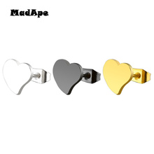 MadApe 1 Pair Heart Stud Earrings 316L Stainless Steel Heart Earrings For Women For Couple Stud Earrings 2019 Fashion Jewerly 2024 - buy cheap