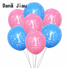 10 шт., 12 дюймов/2,8 г, розовый, синий, латексный шар для первого дня рождения, украшение для детского душа, разноцветные воздушные шары для девочек и мальчиков 1 год 2024 - купить недорого