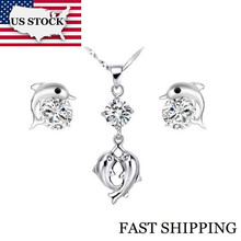 US STOCK Uloveido Lovers Cubic Zirconia Dolphin Necklace Wedding Bridal Jewelry Set Charms Jewelry Sets Earrings for Women TN299 2024 - buy cheap