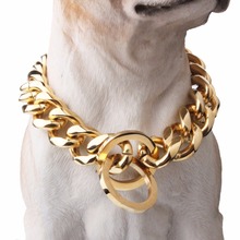 Gold Stainless Steel Dog Choker Chain Curb Cuban Chain Dog Training Collar Heavy Metal Pet Collars For Medium Large Dogs Pitbull 2024 - buy cheap