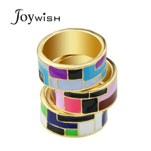 New Arrival Unique Bohemian Jewelry  Gold-Color with Colorful Enamel Geometric Pattern Finger Ethnic Rings For Women Bijoux 2024 - buy cheap