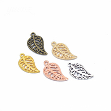 50pcs/lot Gold Rose Gold Color 19*10MM Leaf Charm Beads Leave Filigree Charm Pendants End Caps For DIY Jewelry Making Findings 2024 - buy cheap