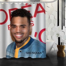 Shunqian Chris Brown Shower Curtain 3D Printing 12 Hooks For The Bathroom High Quality Polyester Fabric Bath Curtain 2024 - buy cheap