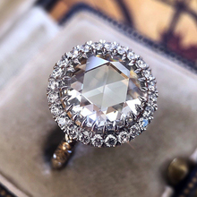 Anéis de casamento redondos grandes e vintage, anel de prata esterlina 925, joia para mulheres 2024 - compre barato