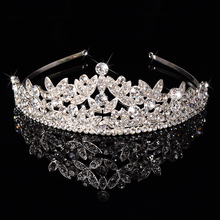 Pingente de tiara nupcial de prata barroca, acessório para casamento, coroa de casamento grande, faixa de cabelo com cristal transparente ee9002 2024 - compre barato
