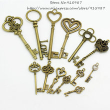 Dulce campana 13-25 patrón mezclado 100g surtido de llaves colgantes llave aleación de Metal colgante Color bronce antiguo Diy D0674 2024 - compra barato