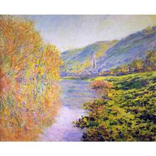 Banks of the Seine at Jeufosse, Autumn by Claude Monet Oil paintings reproduction Landscapes art hand-painted home decor 2024 - buy cheap
