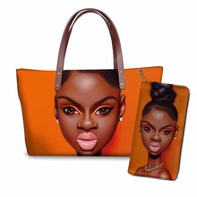 NOISYDESIGNS Travel Handbags for Women Black Art African Girls Printing Beach Tote Bag Ladies 2pcs/set Hand Bag&Purse Sac A Main 2024 - buy cheap