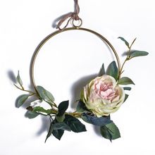 Decoração suspensa de parede geométrica, coroa de ferro forjado floral para festa de casamento 2024 - compre barato