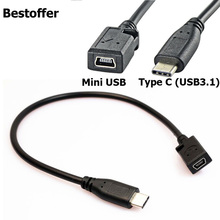 25CM Type C USB 3.1 Male to Mini USB Female Charging Data Cable Cord Adapter 2024 - buy cheap
