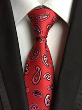 Gravata masculina formal de 8cm, gravata de luxo vermelha com paisley 2024 - compre barato