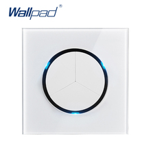 Wallpad-interruptor de luz LED L6 de pared, pulsador de clic aleatorio de 3 entradas y 1 vía, con indicador LED, Panel de vidrio templado blanco 2024 - compra barato
