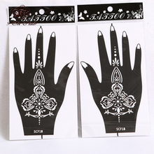1 par (2pcs) Mão Tatuagem de Henna Stencil, flor Glitter Henna Mehndi Tatuagem Do Airbrush Stencils Modelos Para Body Paint 20*11cm 2024 - compre barato