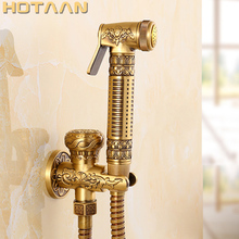 HOTAAN 2017 Free shipping Antique Brass Handheld Bidet Spray Shower Set Copper Bidet Sprayer Lanos Toilet Bidet Faucet Lavatory 2024 - buy cheap