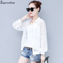 Summer Jacket Women Thin Lace Coat Lady White Blue 2022 New Autumn Long Sleeve Bomber Jacket Female Plus Size Casual Zipper A51 2024 - buy cheap