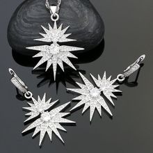 Серьги/ожерелье/кулон из серебра 925 пробы с белым фианитом 2024 - купить недорого