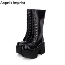 Angelical imprint-Botas de lolita punk para mujer, zapatos de tacón alto con cuñas, zapatos de fiesta para vestido de princesa, 33-47, 10cm 2024 - compra barato