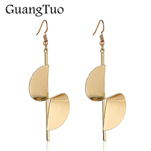 European & American Brand Exaggerated Abstract Glossy Metal Spiral Distortion Drop Earrings For Women Long Tassel Party Jewelry 2024 - buy cheap