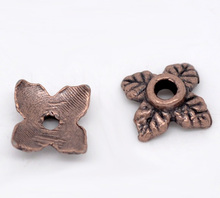 DoreenBeads Zinc metal alloy Beads Caps Four Leaf Clover Antique Copper(Fits 10mm-14mm Beads)Leaf Pattern 8mm x 8mm ,70 PCs 2024 - buy cheap