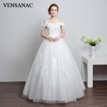 VENSANAC 2018 Beading Tassel Short Sleeve Ball Gown Wedding Dresses Lace Flowers Appliques Sweetheart Sequined Bridal Gowns 2024 - buy cheap