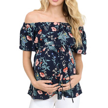 Women's Short Sleeve Tops Breastfeeding Off Shoulder Floral T-Shirt Maternity clothes for pregnant women ropa mujer hamile giyim 2024 - buy cheap