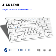 Zienstar Ultra Slim Wireless  Bluetooth Keyboard  for Ipad Iphone Mac Laptop Desktop PC Tablet English Spanish French Letter 2024 - buy cheap