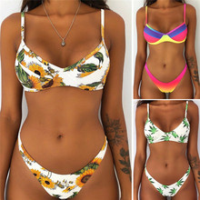 Conjunto de Bikini Bandage brasileño para mujer, traje de baño Sexy con Push-Up, ropa de baño para playa con estampado, 2019 2024 - compra barato