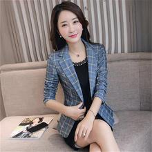 Spring and Autumn High Quality Plaid Small Suit Women's Jacket Slim New Plaid Suit Long Sleeve Short Casual 2024 - buy cheap