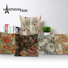 Capa de almofada decorativa vintage, capa de almofadas florais 45*45 de flores, capa de travesseiro estilo nórdico para sala de estar 2024 - compre barato