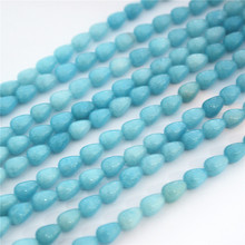 Hot Selling Fashion Natural Gem Sea blue Treasure Stone Bead Water Drop Shape Loose Beads For Necklac Jewelry Making 9*6MM 80PCS 2024 - buy cheap