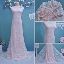 Tela de encaje nigeriano de la mejor calidad con cuentas de tul de encaje ZH-6295 tela de encaje Francés para el vestido de novia 2024 - compra barato
