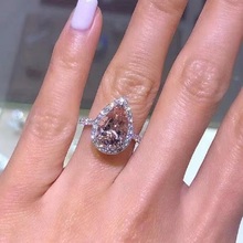 Rose Gold Ring For Women Female Water Drop Shape Champagne Color Cubic Zirconia Engagement Party Rings New Fashion Jewelry Gift 2024 - buy cheap