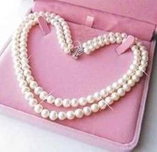 FREE SHIPPING>>>@@ > Hot sale &>>>Exquisite 2 Rows 7-8mm White Pearl Necklace 17-18" 2024 - buy cheap